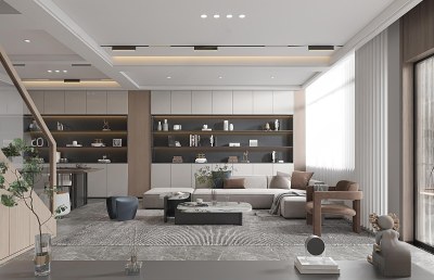 现代别墅客餐厅3D模型下载